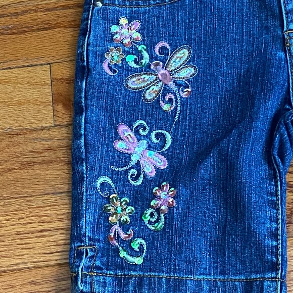 NYC ❤️ Girl's Blue Belt Looped Ramie Blend Jean Shorts Size 5/6 (PRE-LOVED) - Picture 2 of 4